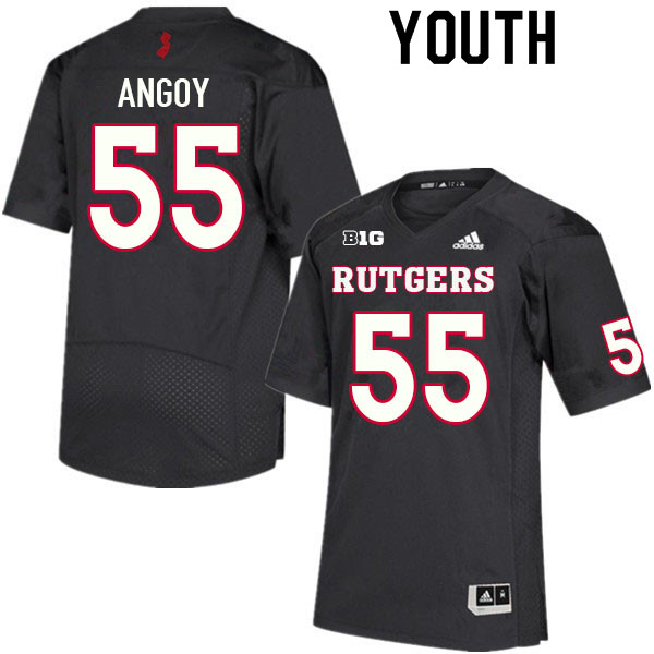 Youth #55 Zaire Angoy Rutgers Scarlet Knights College Football Jerseys Sale-Black